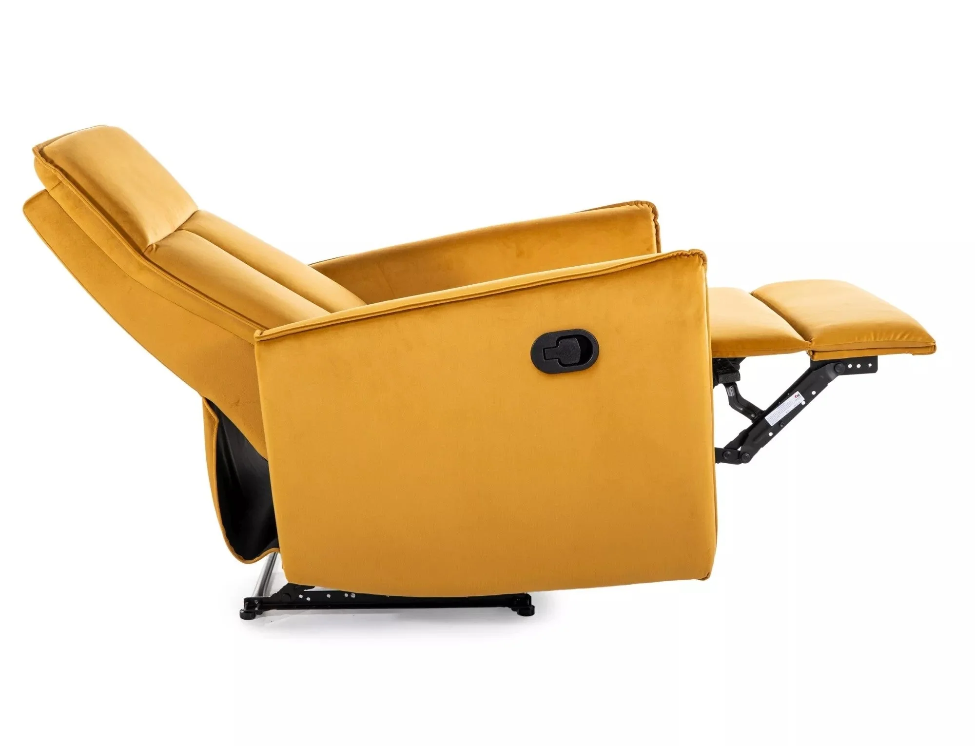 Fotoliu recliner NIKOS, stofa catifelata galben - Bluvel 68, 72x86/159x105 cm - Image 4